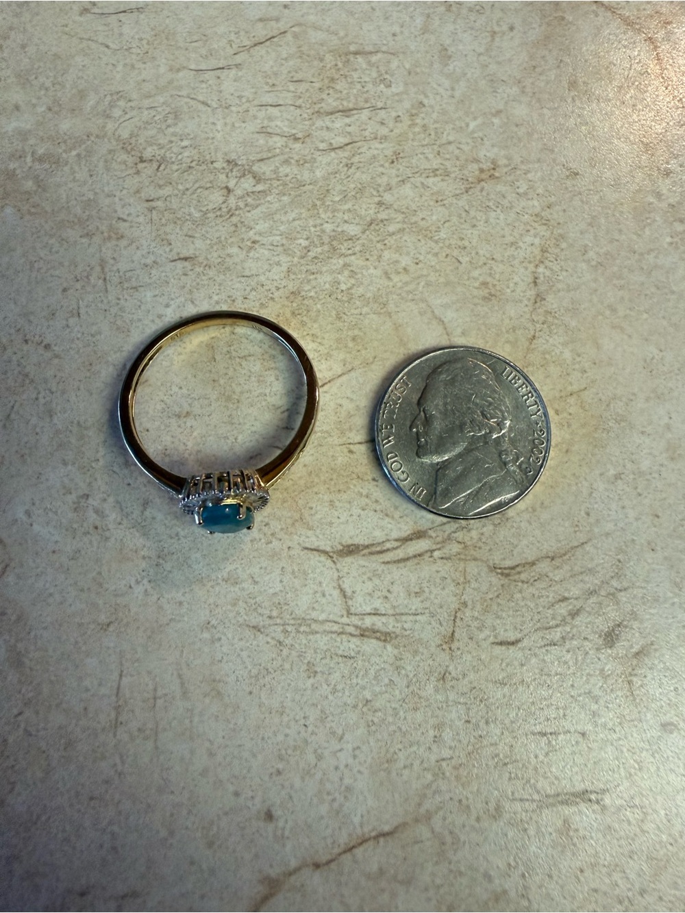 Oval Grandidierite and Diamond Halo Ring in 10kt Yellow Gold - Picture 5 of 5
